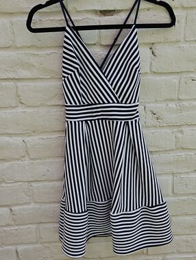 Soprano Navy and White Striped Spaghetti Strap Mini Dress